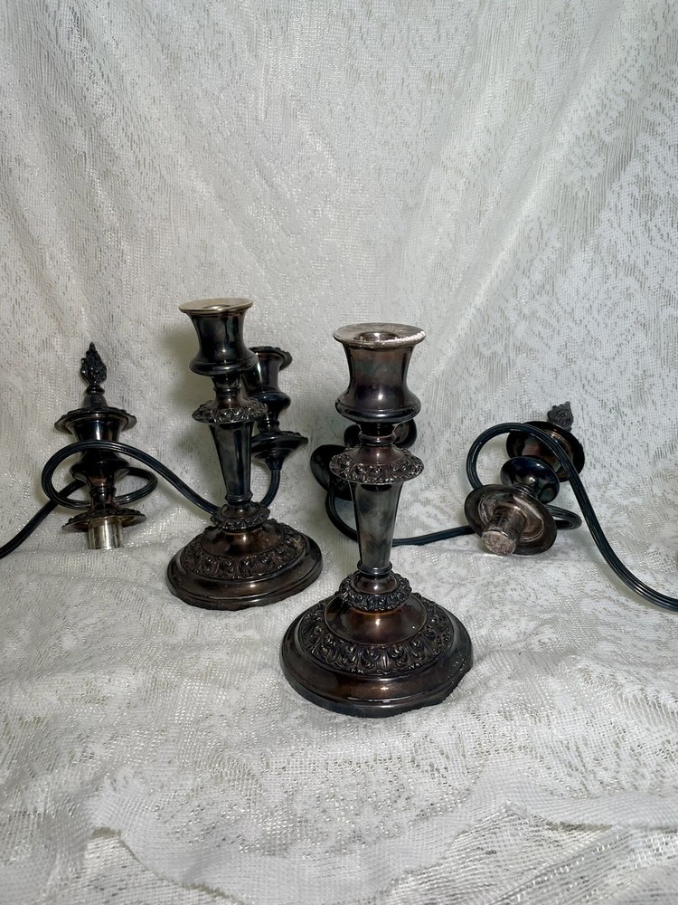 antique silver candelabra pair