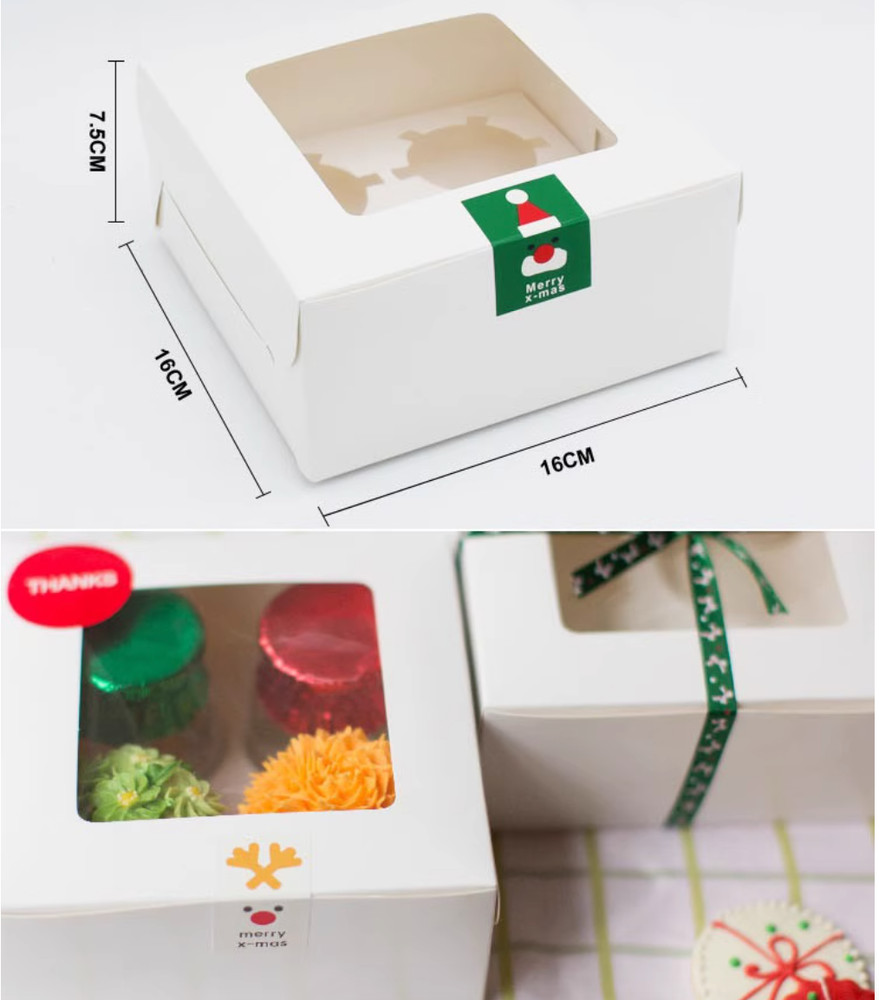 5 Pack Cupcake/Muffin Cases With Tray Bottom, 4 Grids Per Pack With Clear Window