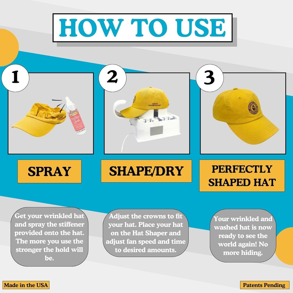 Hat Shaper Machine with Stiffening Spray – Adjustable Hat Care & Reshaping De...