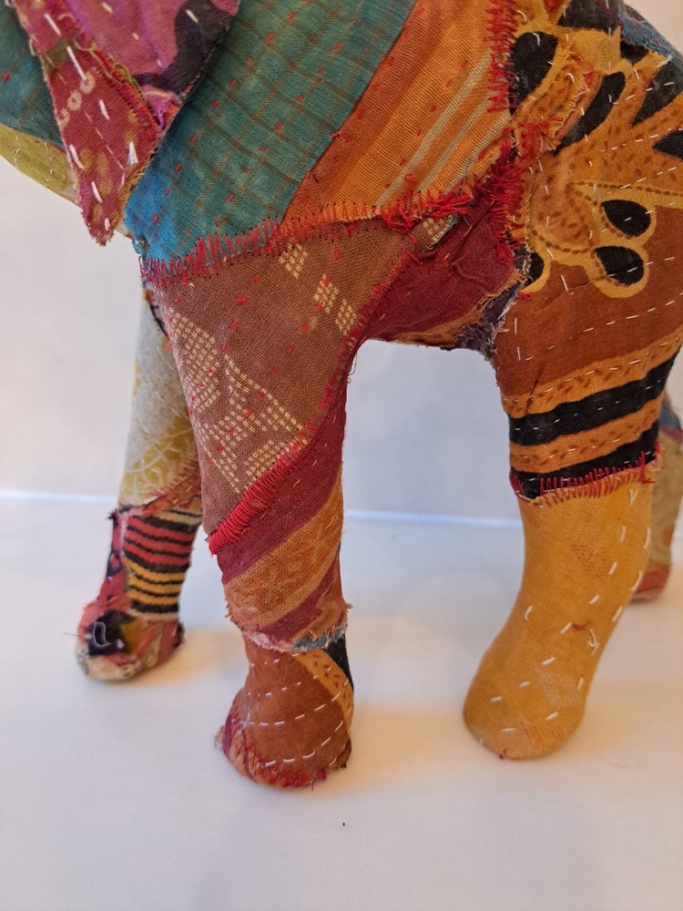 Antique Vintage Indian Patchwork Embroidered Stuffed Elephant Boho