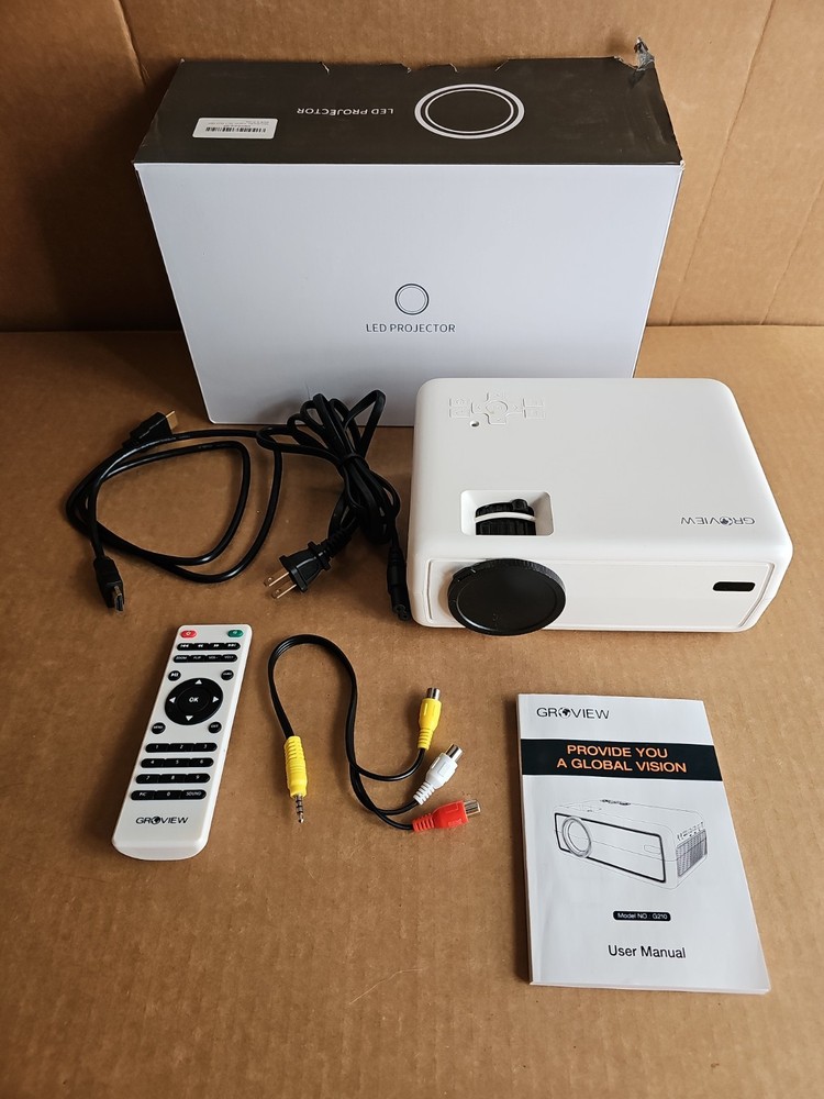 Groview Mini Projector Led Bluetooth Model G210 Portable Complete With Box 8"x6"