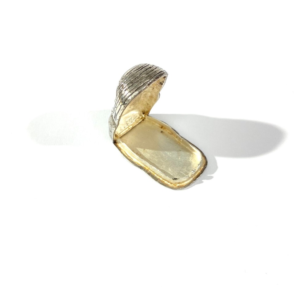 Vintage Heavy Solid Silver Sarcophagus shape Pill Box