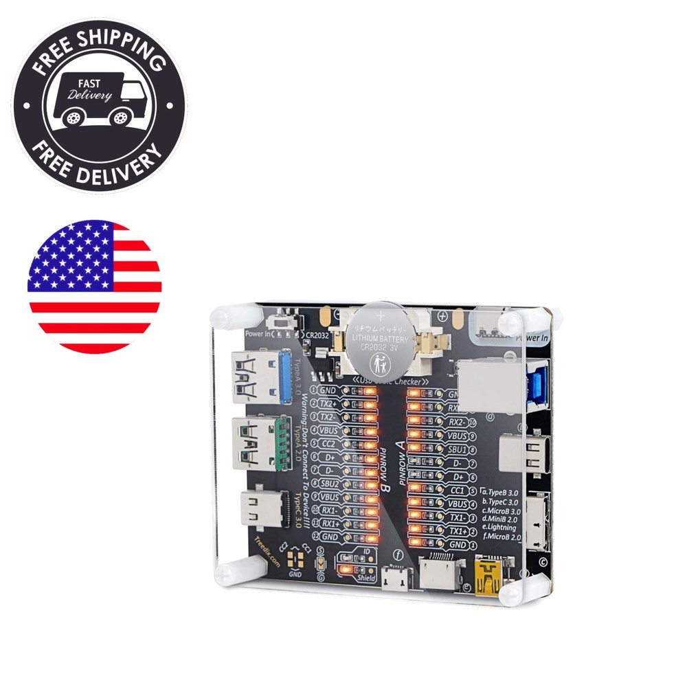 Acrylic-Cased USB Cable Tester - Battery Operated with Multi-Interface Support