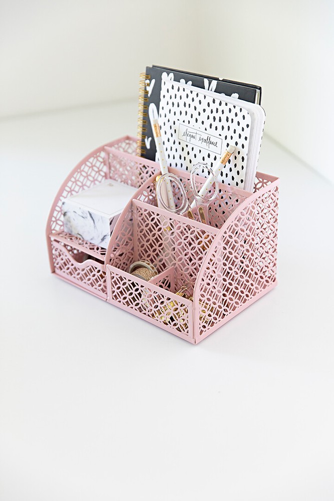 Blu Monaco Light Pink Desk Organizer with Drawer