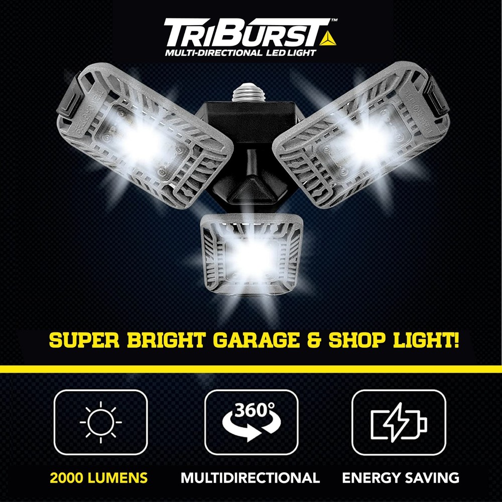 Bell + Howell TriBurst 2000 Lumens Multi-Directional LED 3 Panel Ceiling Light