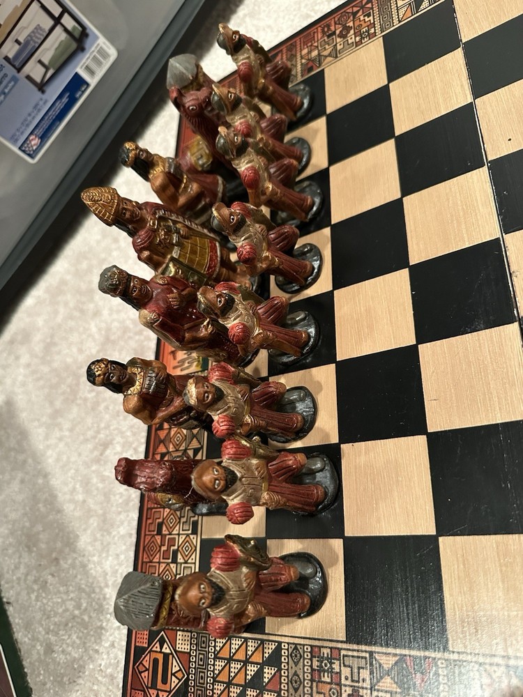 Vintage Handmade Clay Chess Set