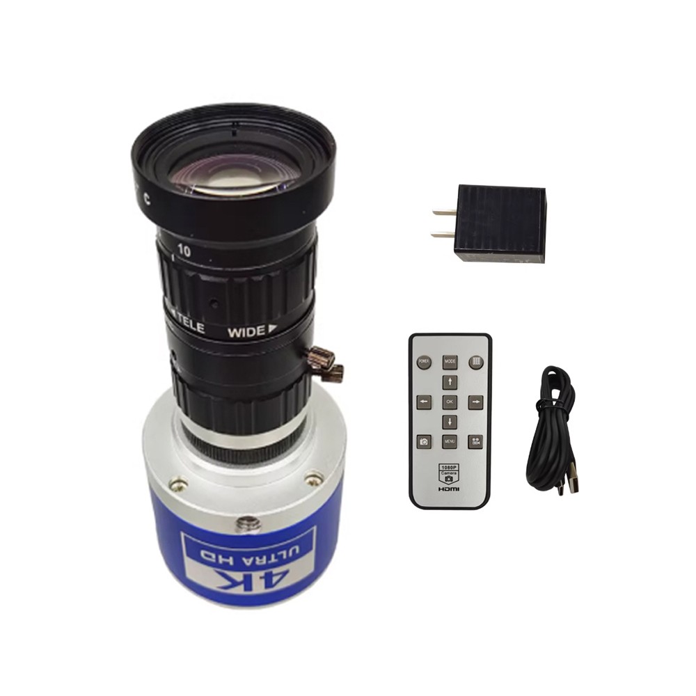 8MP Microscope HD Camera 4K 30fps HDMI Color CMOS C-mount+Zoom Lens