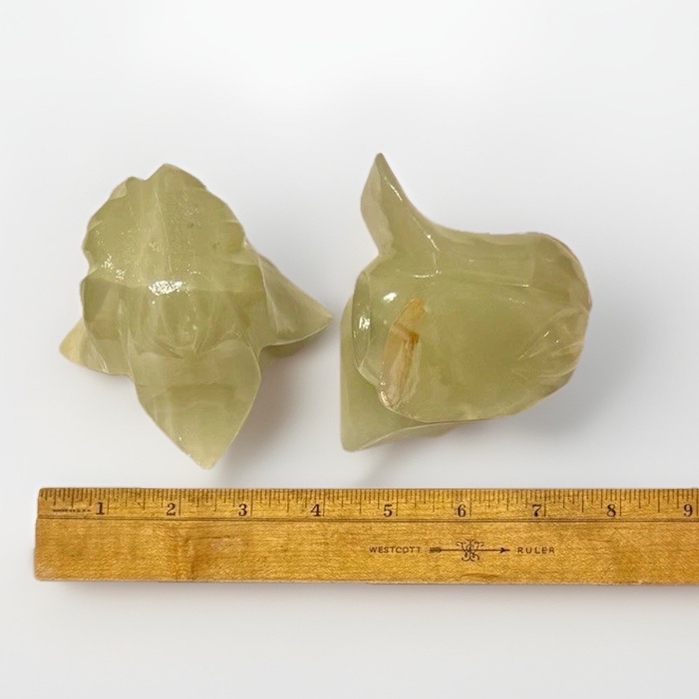 2 Rose Shaped Marble Candle Holders Slag