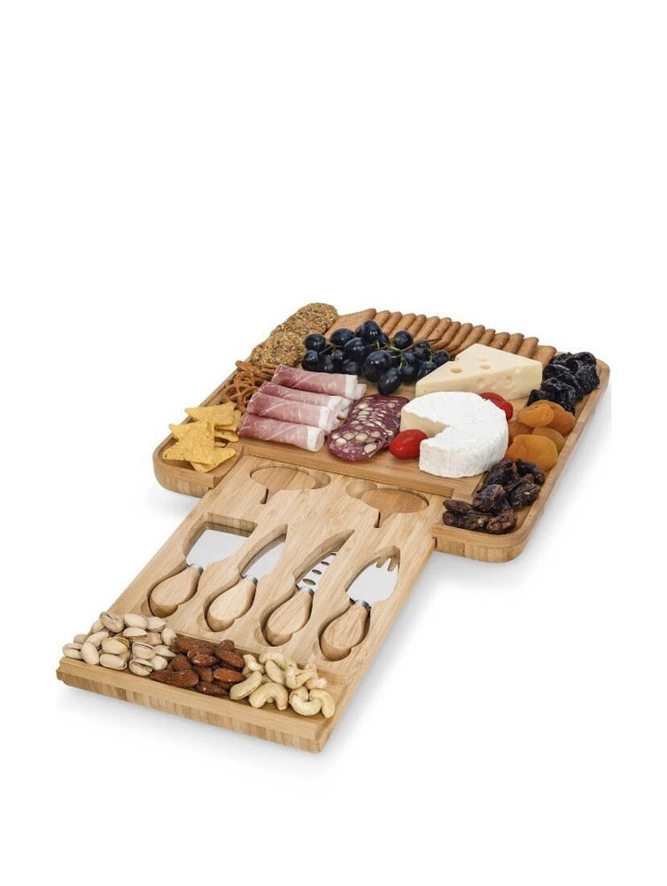 ECOEXL Cheese Board Charcuterie Board Set - Bamboo Serving Platter & Cutting ...