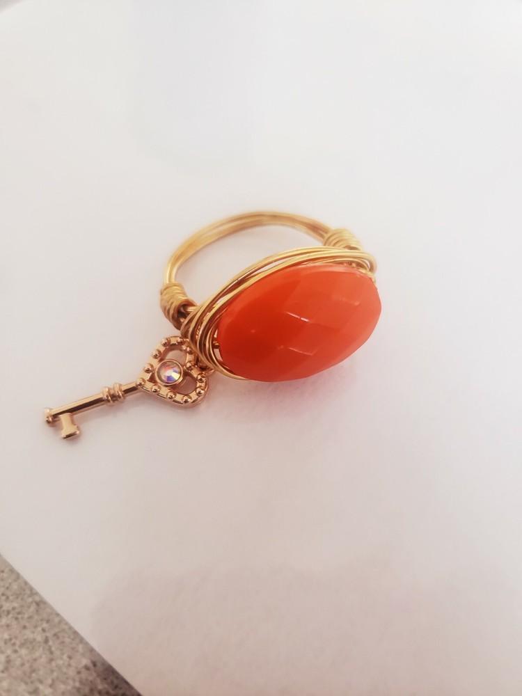 Handmade wire wrap ring with charm Stacie Laurell Crafts