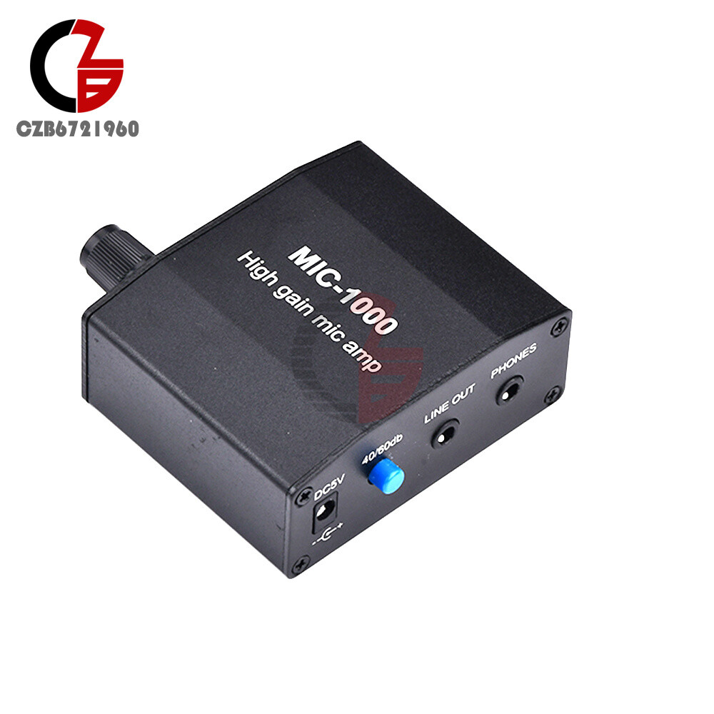 Microphone Amplifier Audio Amp High Gain 1000 Times Amplification Accessory Kit