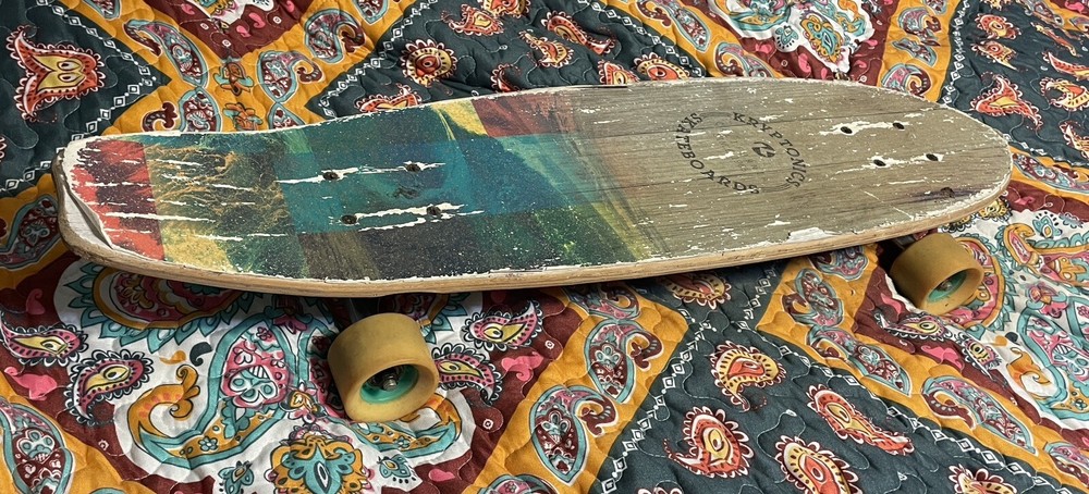 authentic “KRYPTONICS” SKATEBOARD solid wood board WOODEN **NEEDS MINOR REPAIR**
