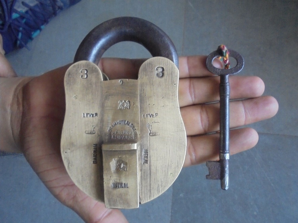 Vintage Brass Solid Heavy Handcrafted Crown & Monogram Engraved Padlock