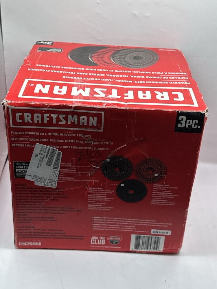Craftsman Powered Scrubber Brush Set (CMCPSMHB) - 3 brushes - soft medium hard