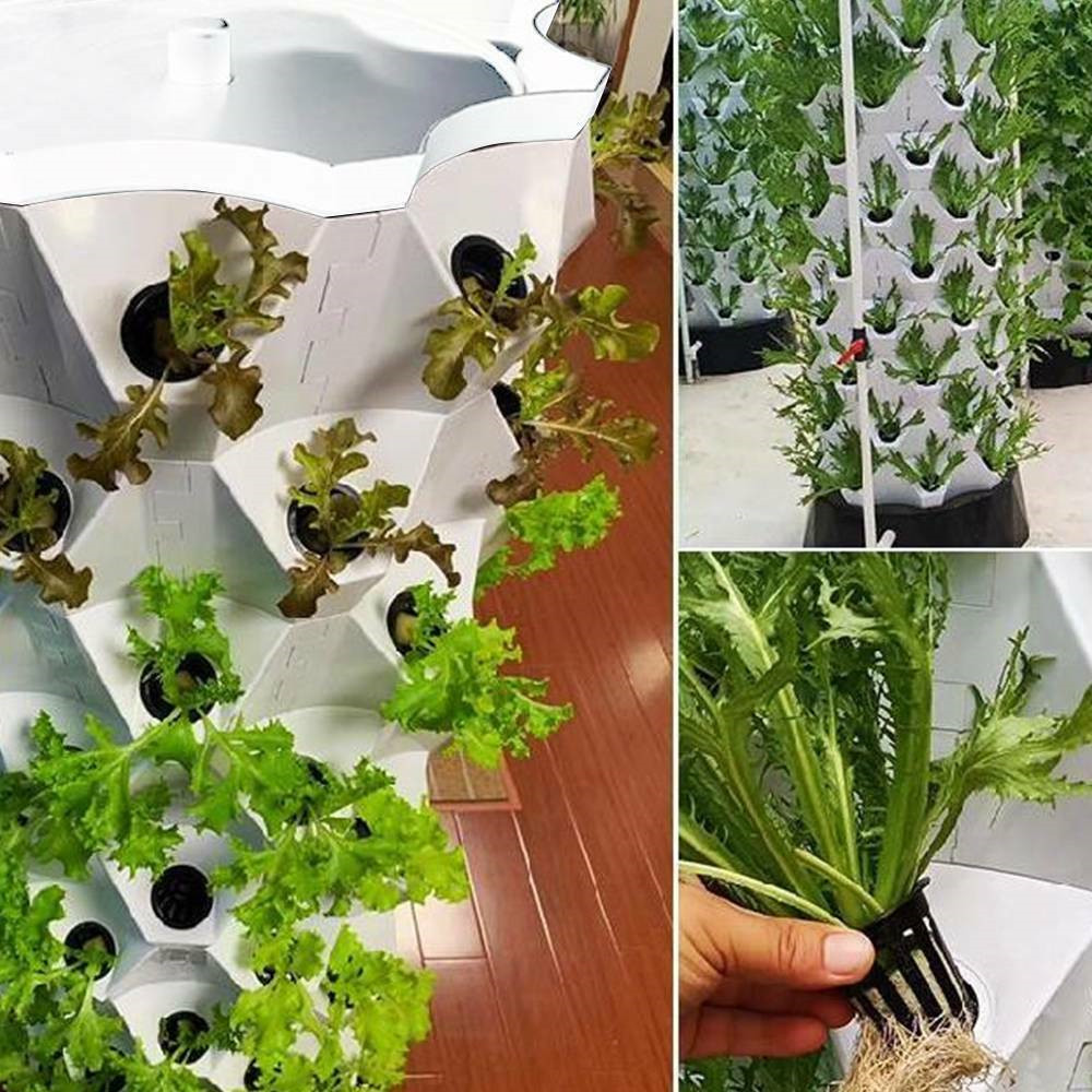 110V 80 Pots Vertical Hydroponic Tower Systems Set Garden Growing Machine US