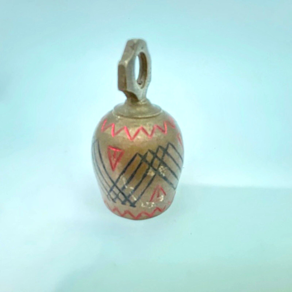 Brass Bell from India Black and Red Design