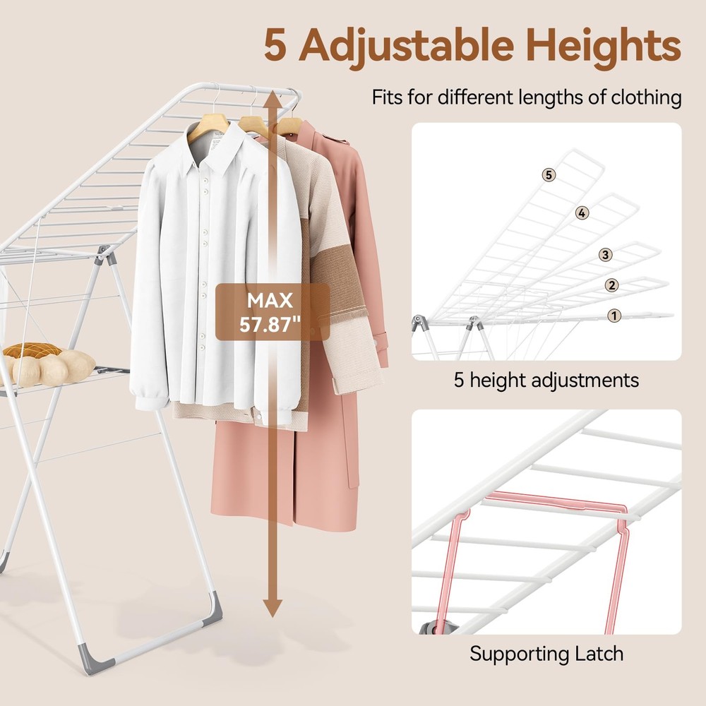 Clothes Drying Rack Foldable Sturdy Metal Laundry Drying Rack