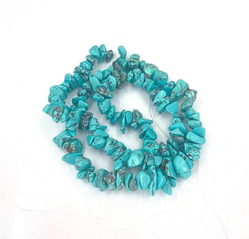 Blue Turquoise Nugget Chip Beads 16"
