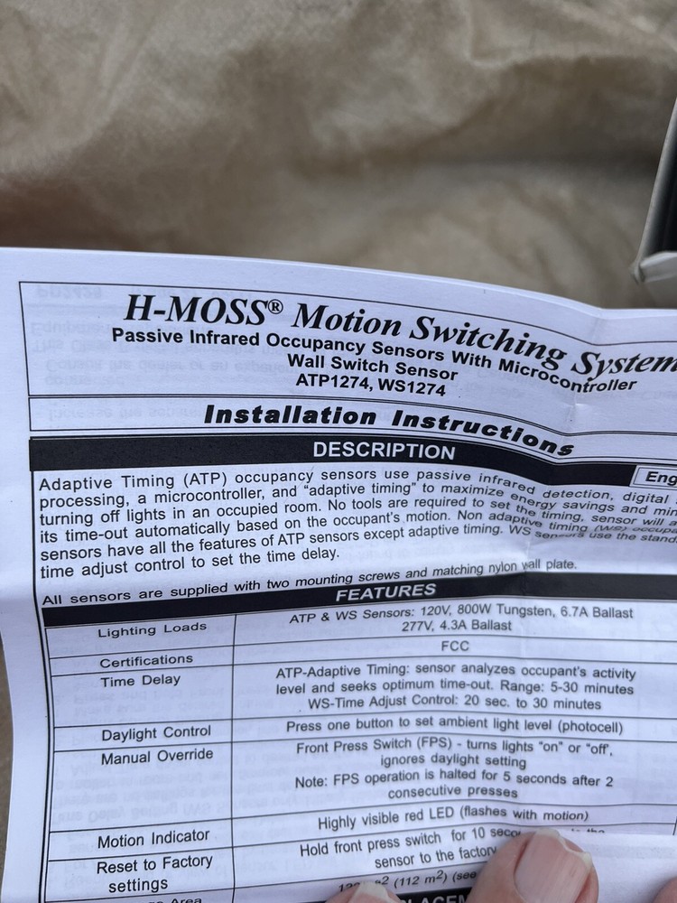 Hubbell Wall Switch Sensor Ivory WS1274I