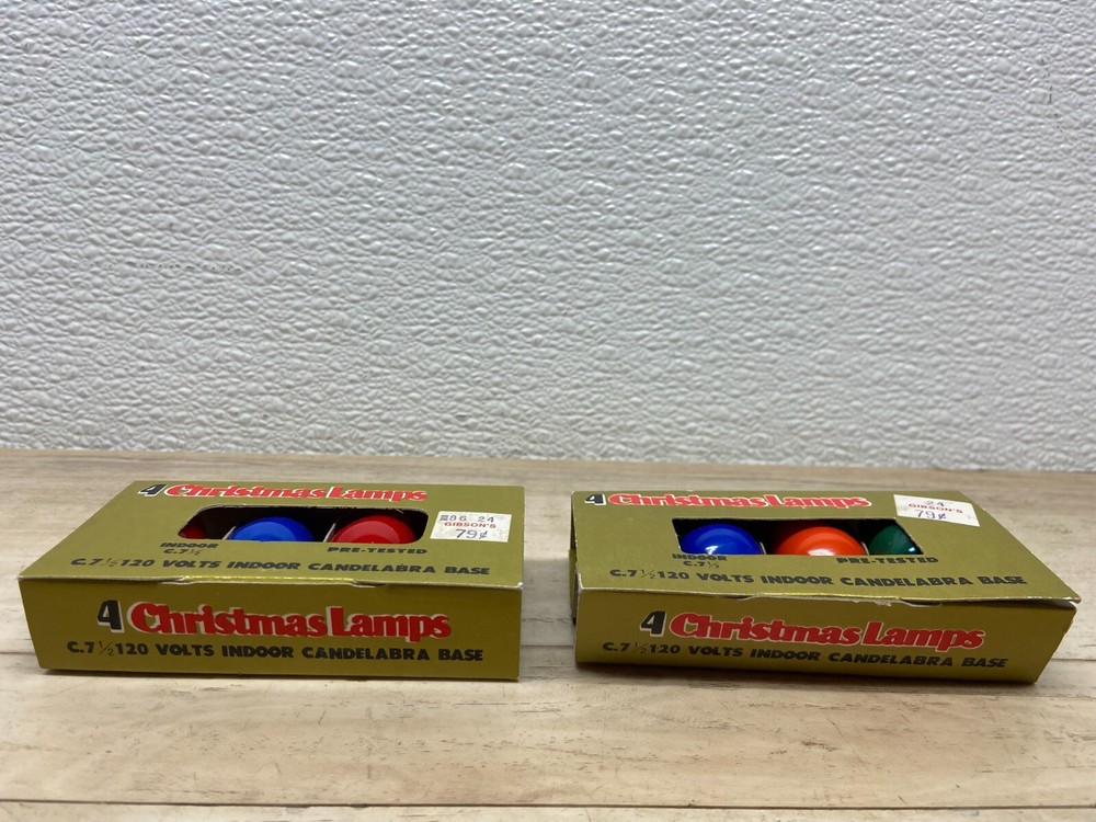 Vtg Multy Colored 2 Pack Christmas Lights Replacement Bulbs 4Pc Each # C 7.5