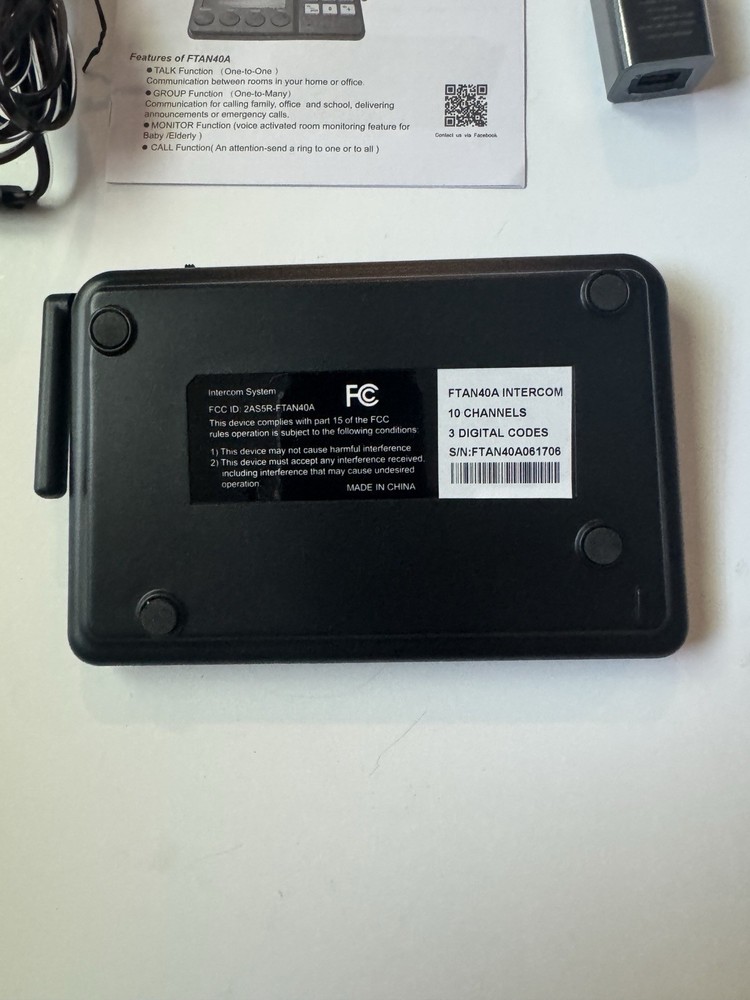 FTAN40A Home Intercom System 10 Channel Unit 3 Digital Codes