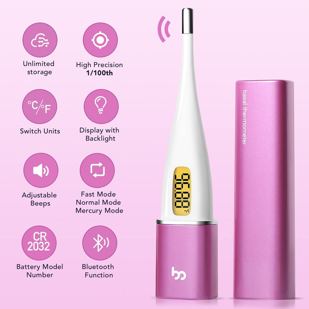 Smart Basal Body Thermometer, BBT Thermometer with Backlight LED Screen, Fert...