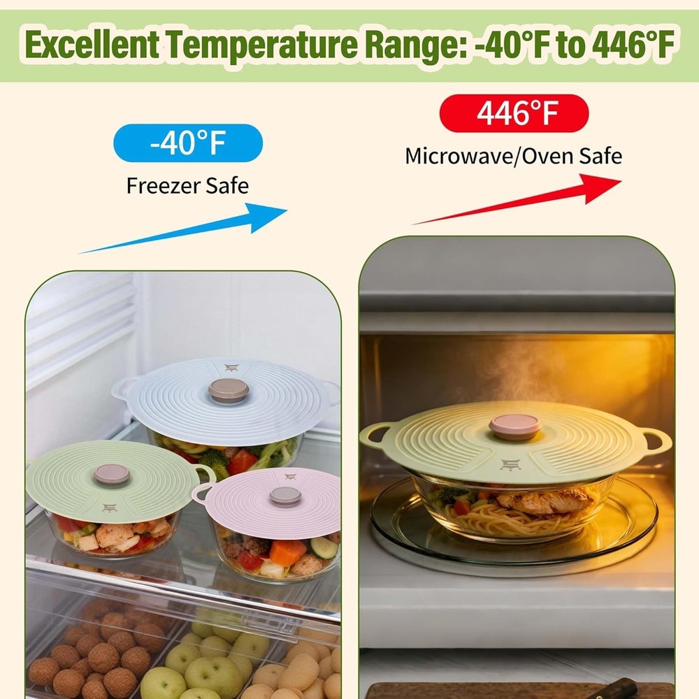 Microwave & Dishwasher Safe Silicone Lids - 3 Pack for All Kitchen Needs