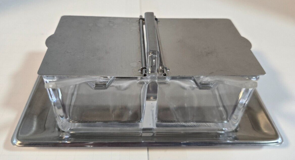 Fraser's Cromargan Stainless And Glass Condiment Server With Spoons