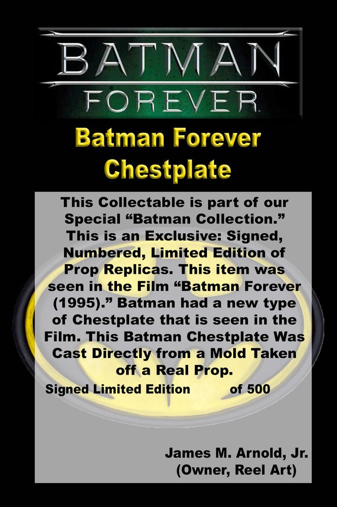 Batman Forever Chestplate, Solid Resin, Real Prop Replica, Signed, Numbered
