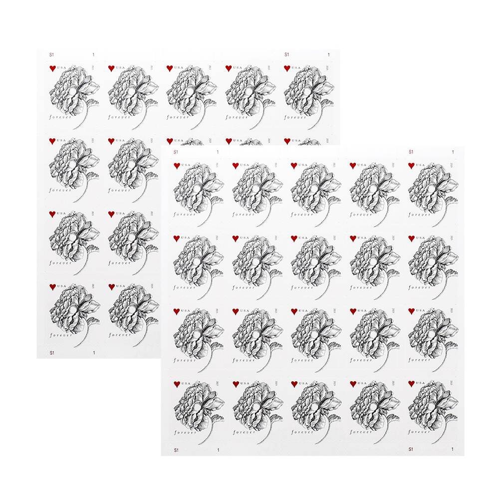 40 FOREVER Stamps 2 SHEETS Vintage Rose Postage