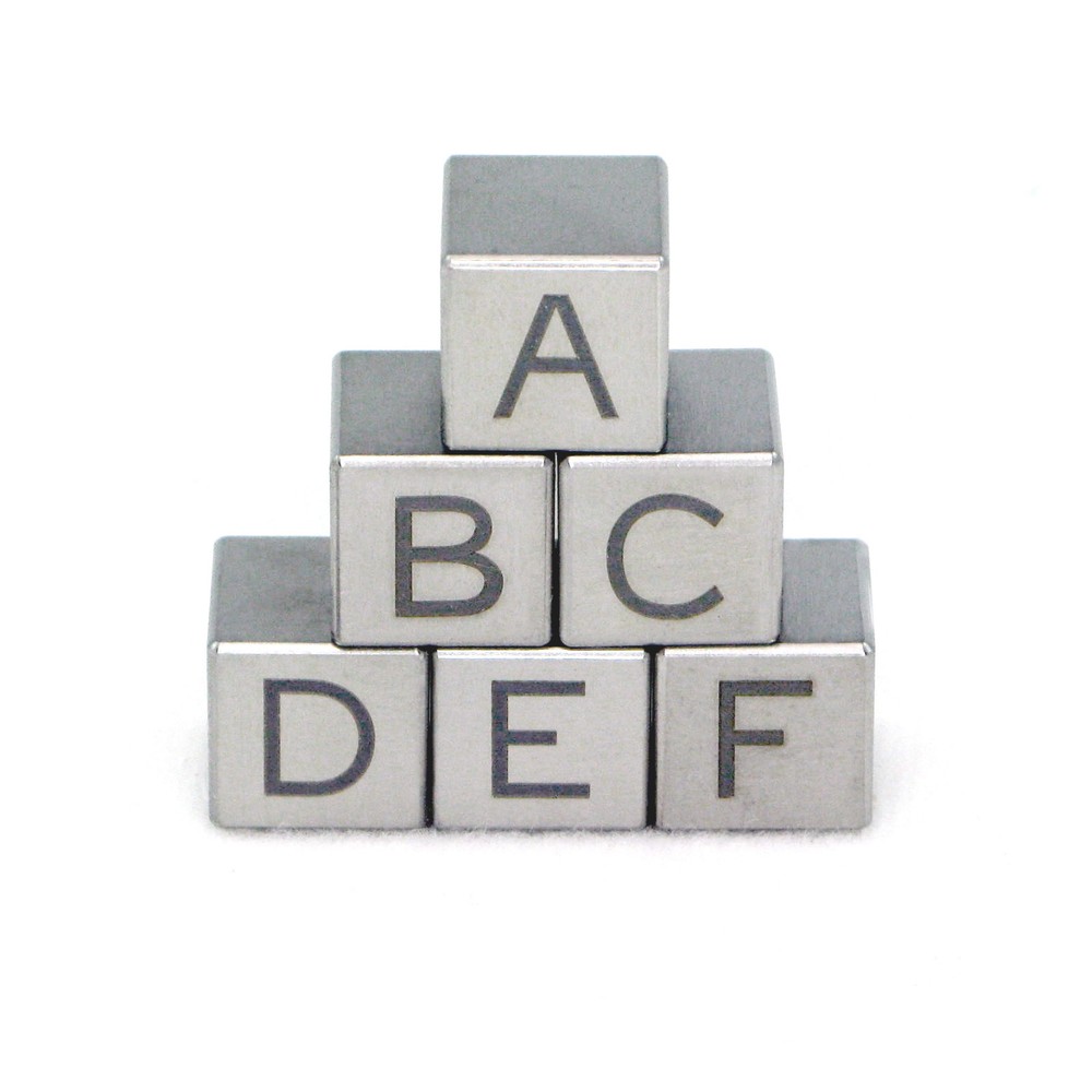 Engraved Tungsten Cubes with Letters