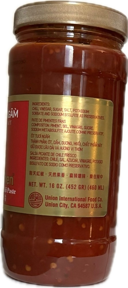 16oz Uncle Chen Fresh Ground Chili Paste - Sambal Oelek