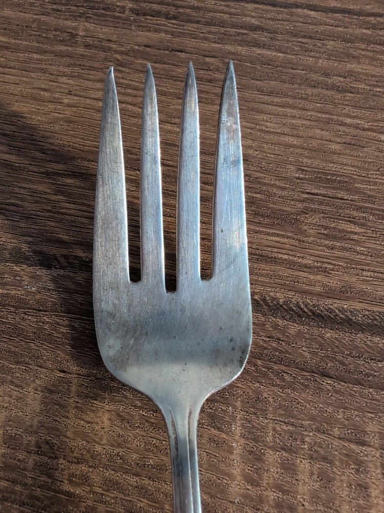 Vtge Fascination Silverplate Cold Meat Serving Fork Floral Scroll Pattern 8.5"