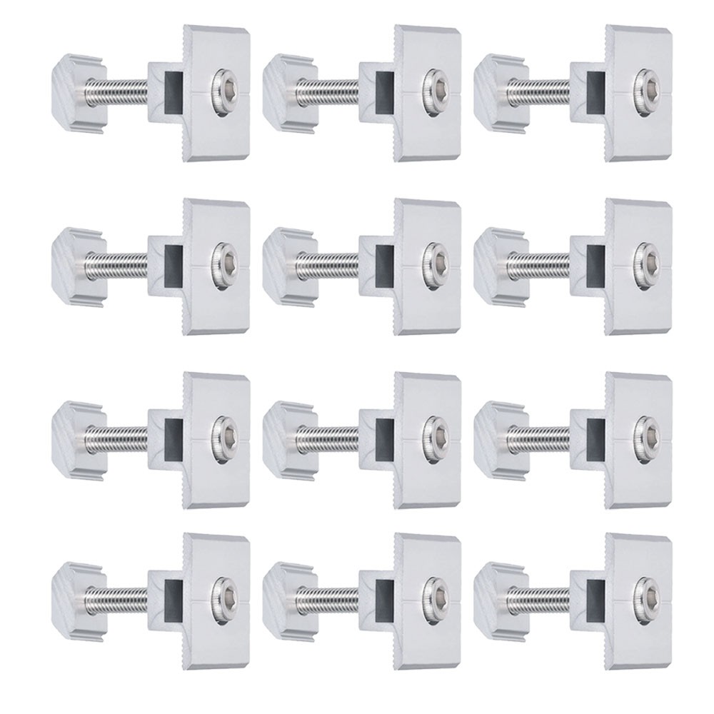 12Pcs 30mm Solar Panel Middle Clamps Aluminium Solar Panel Mount Mid Clips HOT