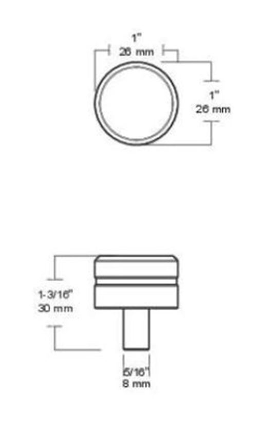 1" Etched Modern Cylinder Knob Polished Chrome