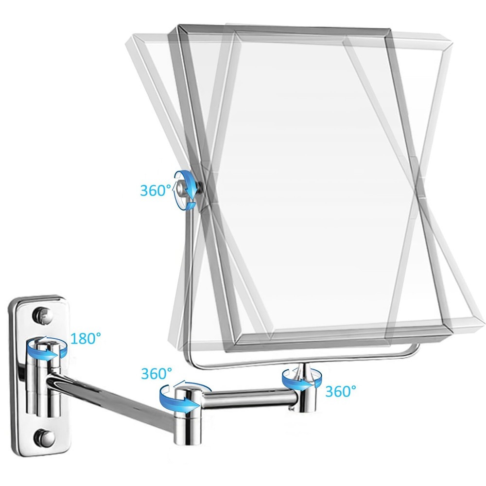 3X Magnifying Wall Mounted Vanity Makeup Mirror | Rectangular 8x6 Inch