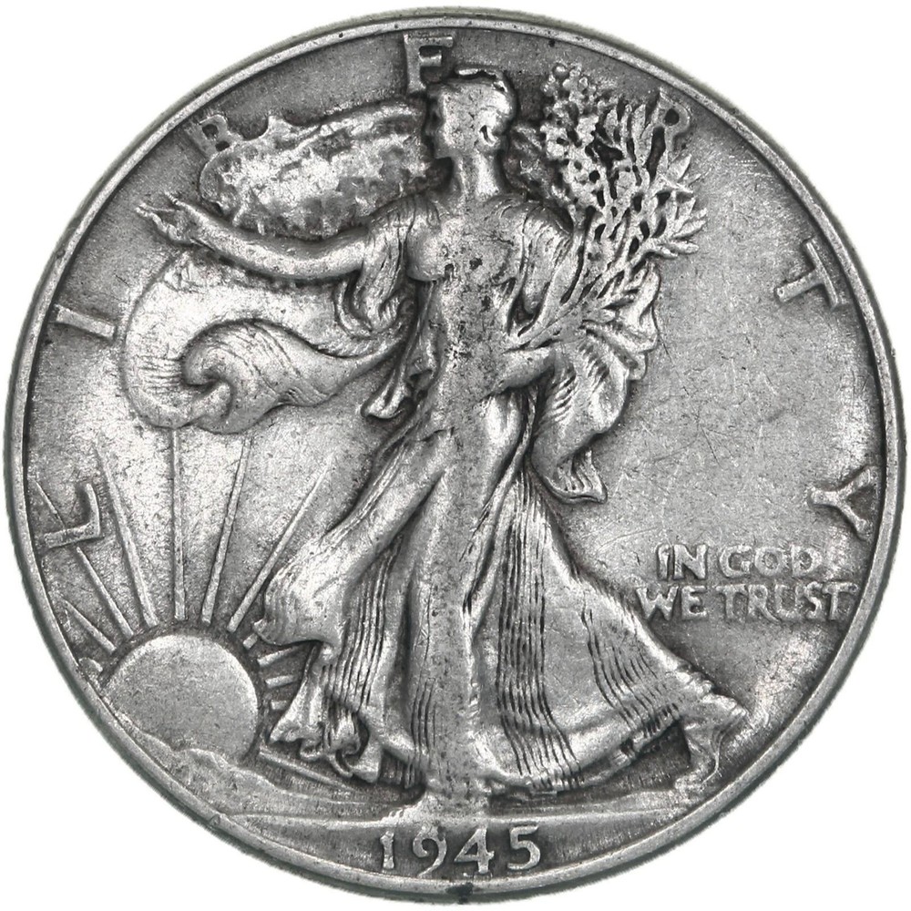 1945 (P) Walking Liberty Half Dollar 90% Silver Very Fine VF
