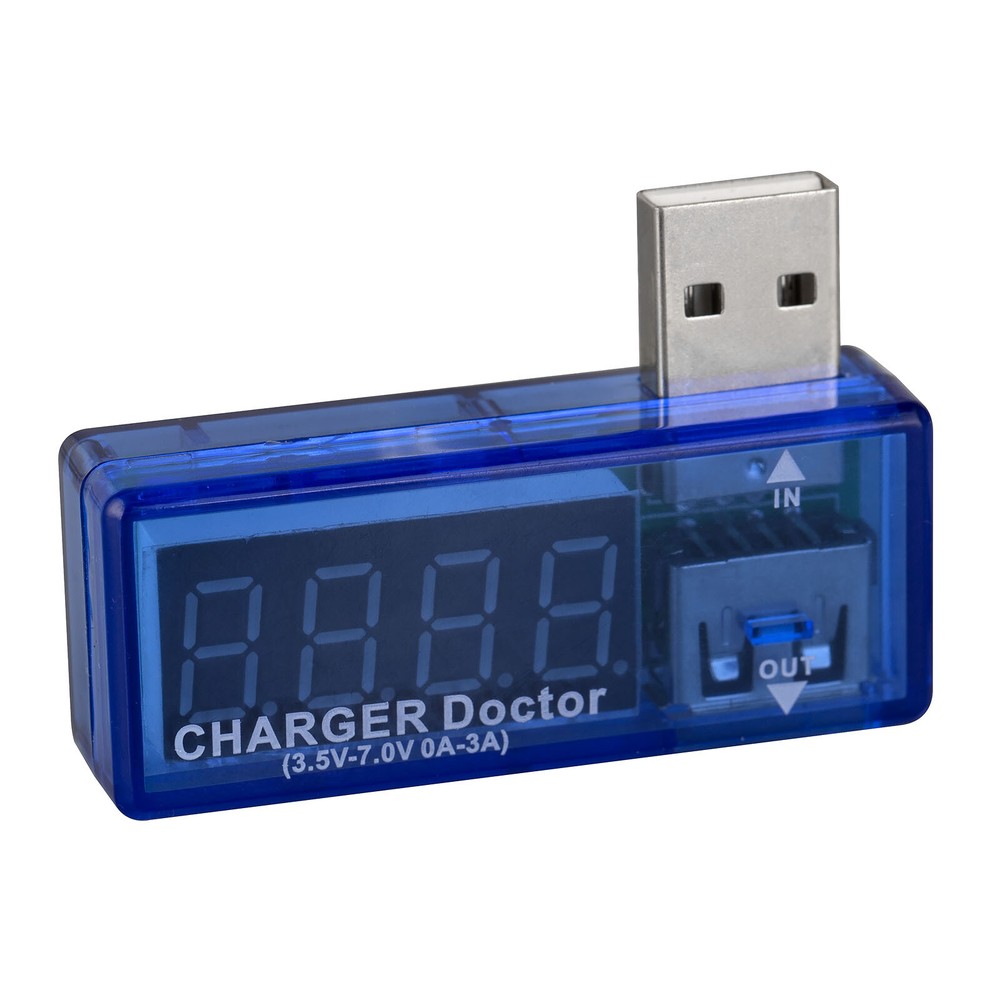 USB Voltmeter DC 3V to 7.5V Battery Power Reader Angled Voltage Amperage Meter