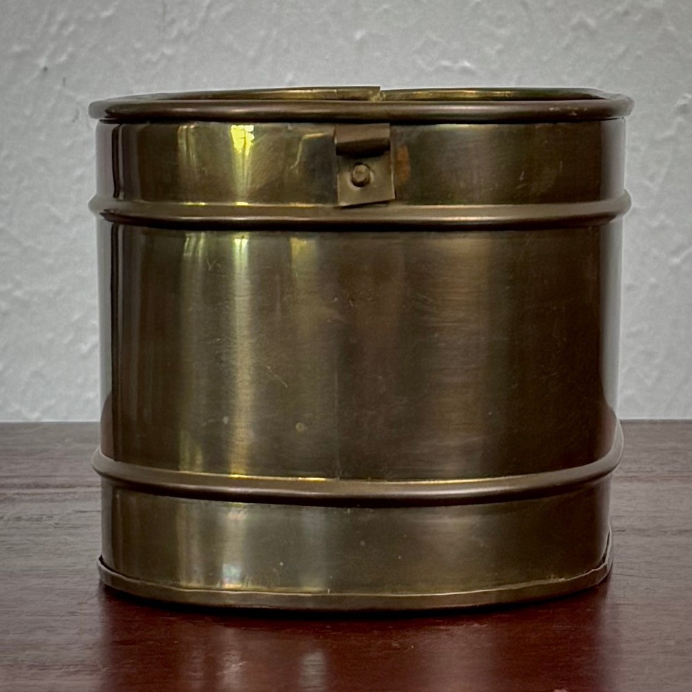 Brass Oval Planter Rolled Rim 1970s India Decor