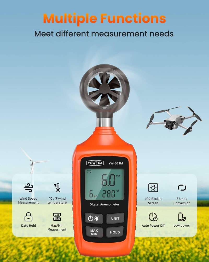 Digital Anemometer, YOWEXA Lux Meter