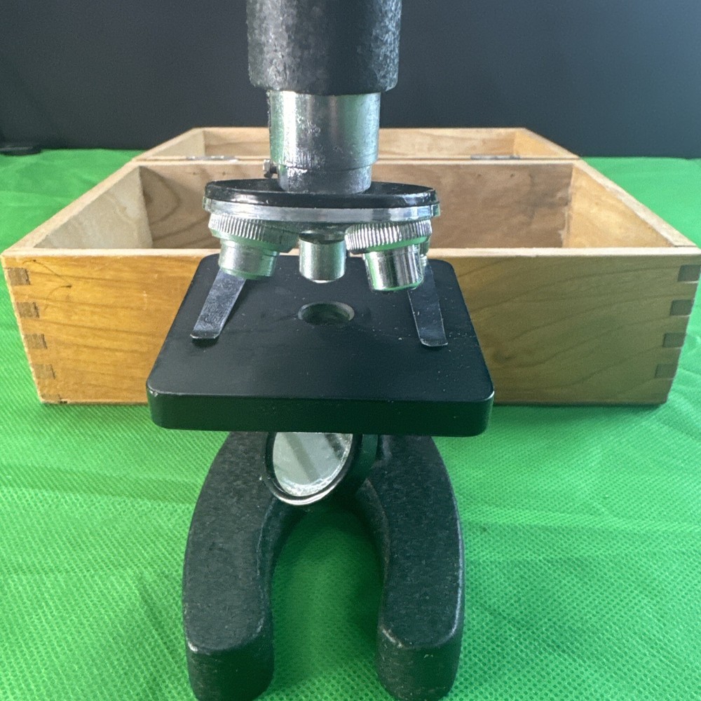 VINTAGE Toc Optics Student Microscope, In Wooden Box.