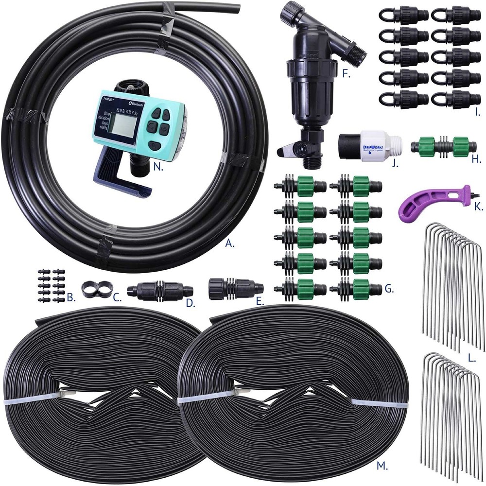 Automated Dripworks Drip Tape Irrigation Kit for Row Crops, with Timer.