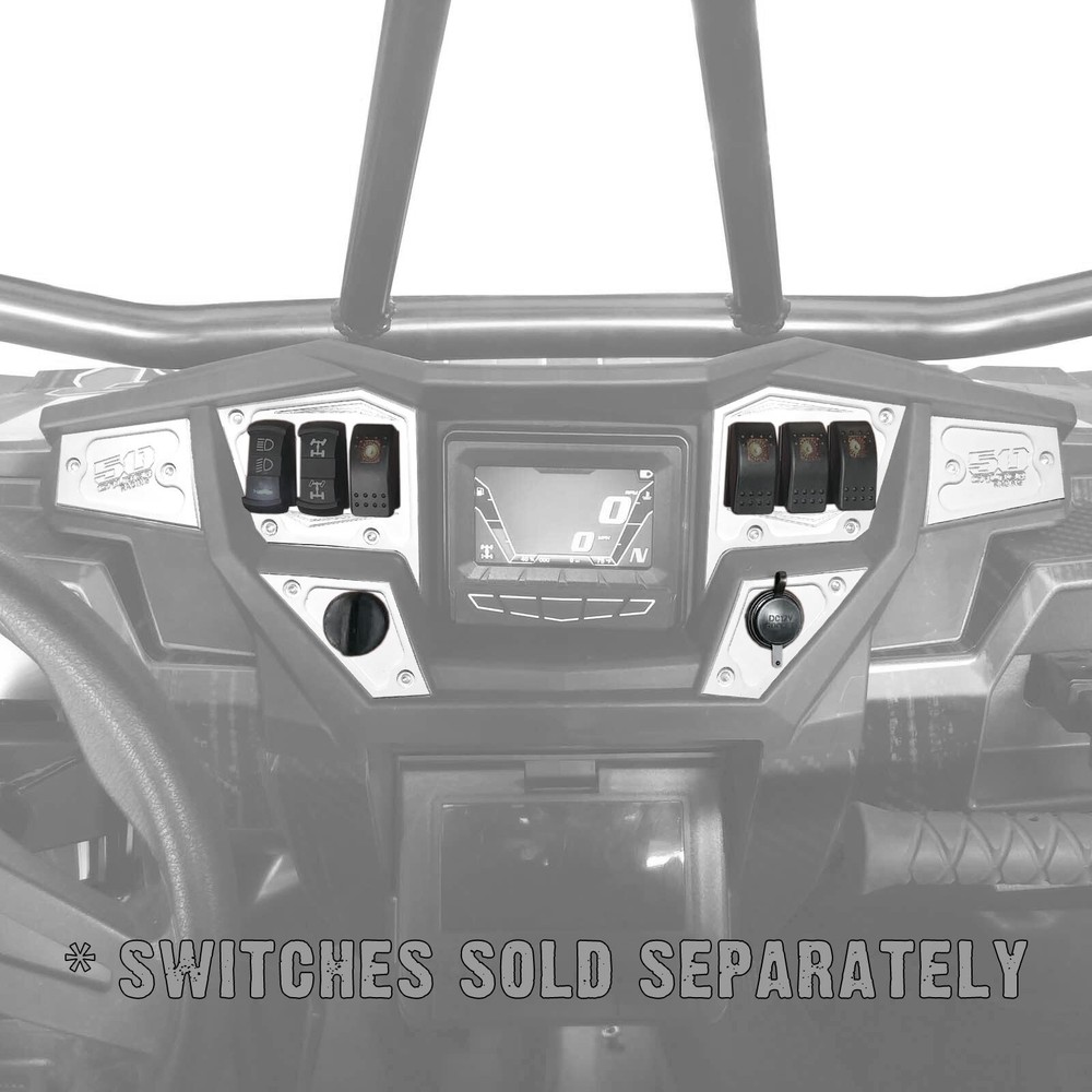 6pc 6 Hole Custom Dash Switch Panel Plate GPS Polaris RZR Turbo White Lightning