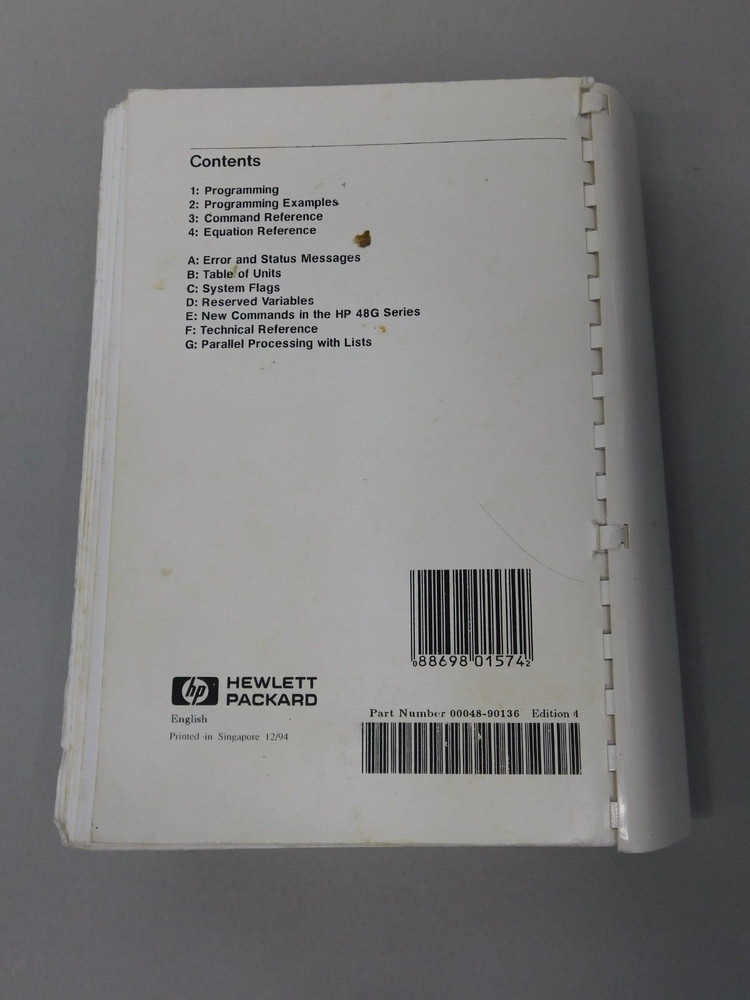 Hewlett Packard HP 48G Series Calculator Advanced User's Reference Manual 4th Ed