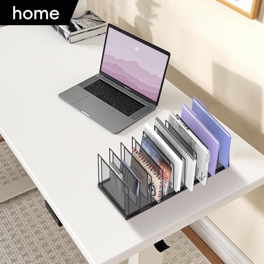 9-Section Desk File Organizer, Vertical File Holder, Mesh Desktop File Folder...