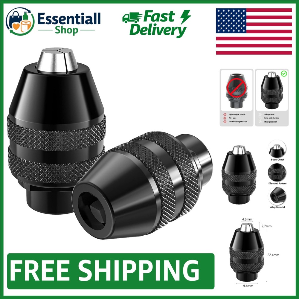 Efficient 3-Jaw Keyless Chuck Set for Quick Bit Changes - For Dremel Tools