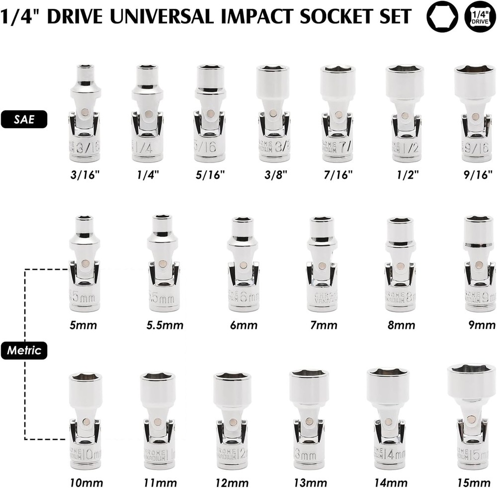 Universal Joint Sleeve Set with Flexible Swivel Sleeve