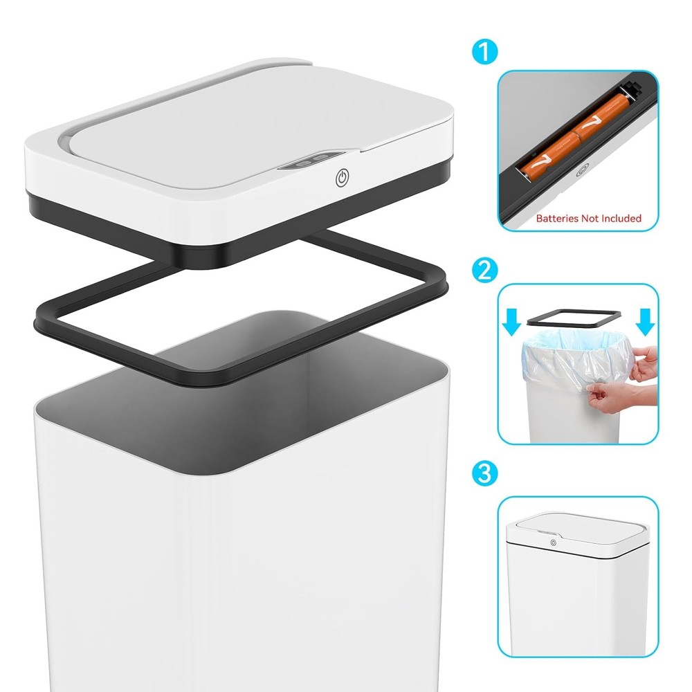 4 Gallon Automatic Bathroom Trash Can w/Lid, Touchless Motion Sensor Gabage Can