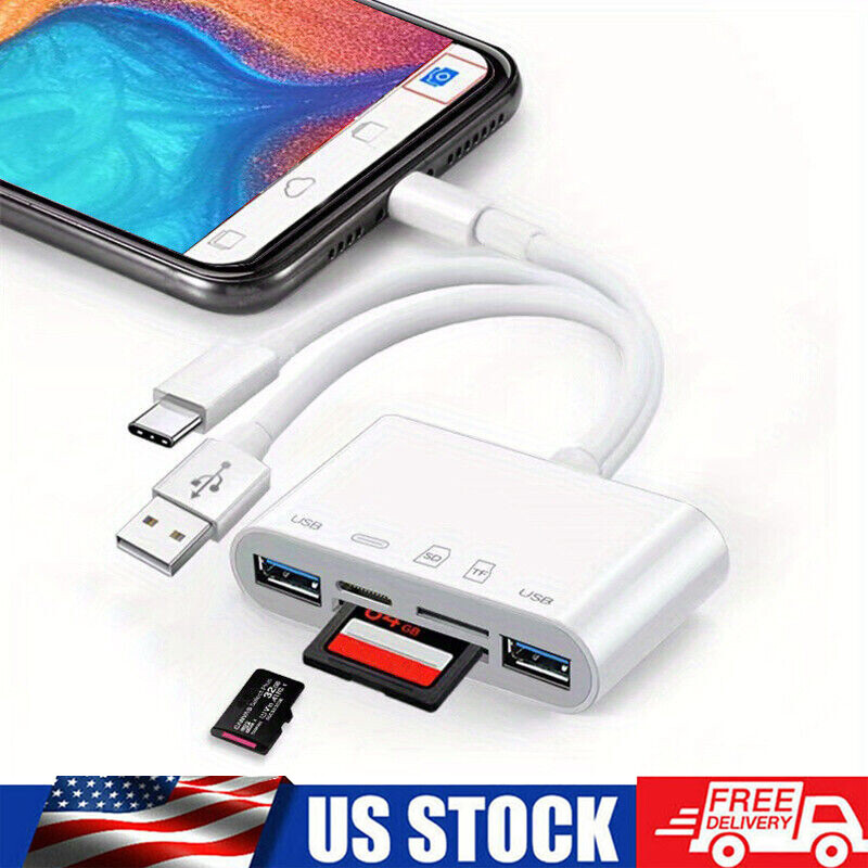 5 in 1 TypeC USB3.0 OTG Adapter SD TF Card Reader For iPhone/iPad/Samsung/Camera