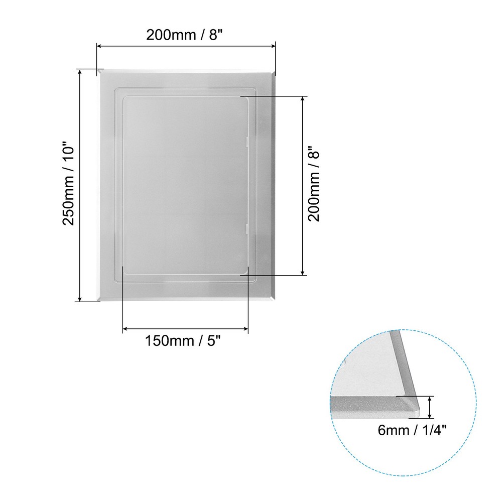8x6 Inch(200x150mm) Self-Adhesive Access Panel, Access Doors, Silver Tone
